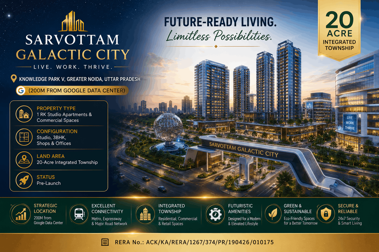 Sarvottam Galactic City - Studio Apartments & Commercial Plots in Greater Noida